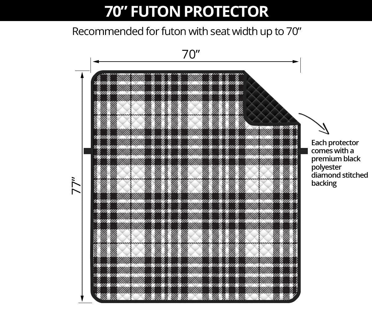 White And Black Border Tartan Print Futon Protector