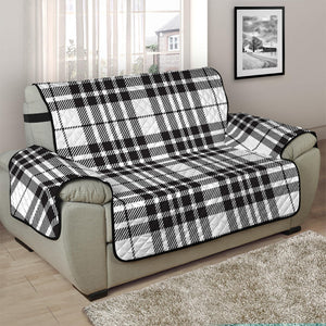 White And Black Border Tartan Print Half Sofa Protector