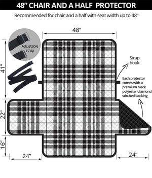 White And Black Border Tartan Print Half Sofa Protector