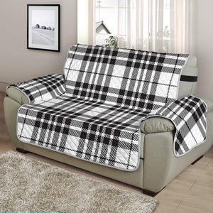 White And Black Border Tartan Print Half Sofa Protector