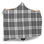 White And Black Border Tartan Print Hooded Blanket