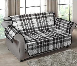 White And Black Border Tartan Print Loveseat Protector