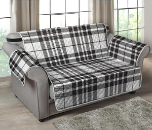 White And Black Border Tartan Print Loveseat Protector