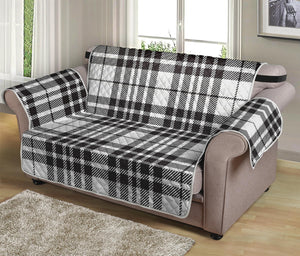 White And Black Border Tartan Print Loveseat Protector