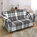 White And Black Border Tartan Print Loveseat Slipcover