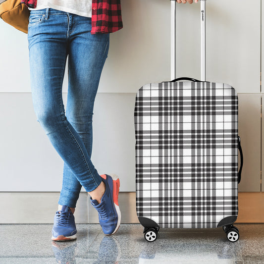 White And Black Border Tartan Print Luggage Cover