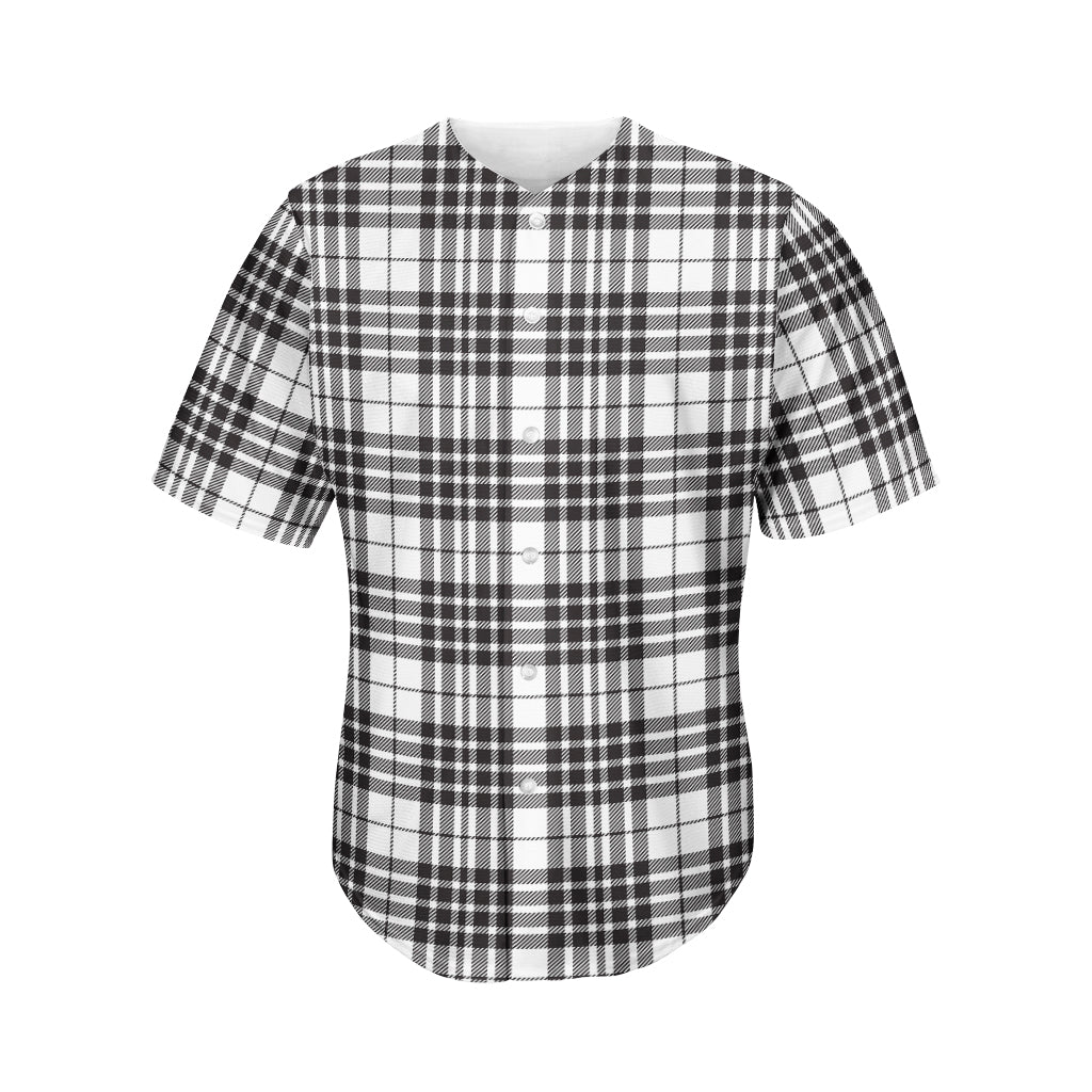White And Black Border Tartan Print Men's Baseball Jersey