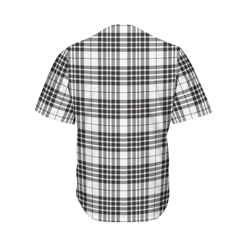 White And Black Border Tartan Print Men's Baseball Jersey
