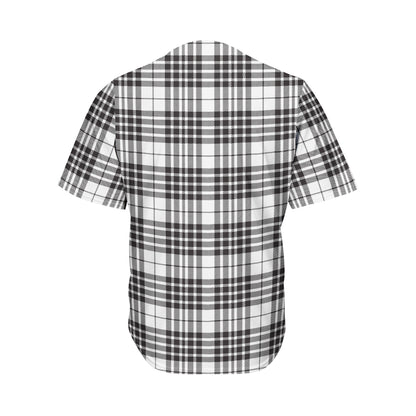 White And Black Border Tartan Print Men's Baseball Jersey