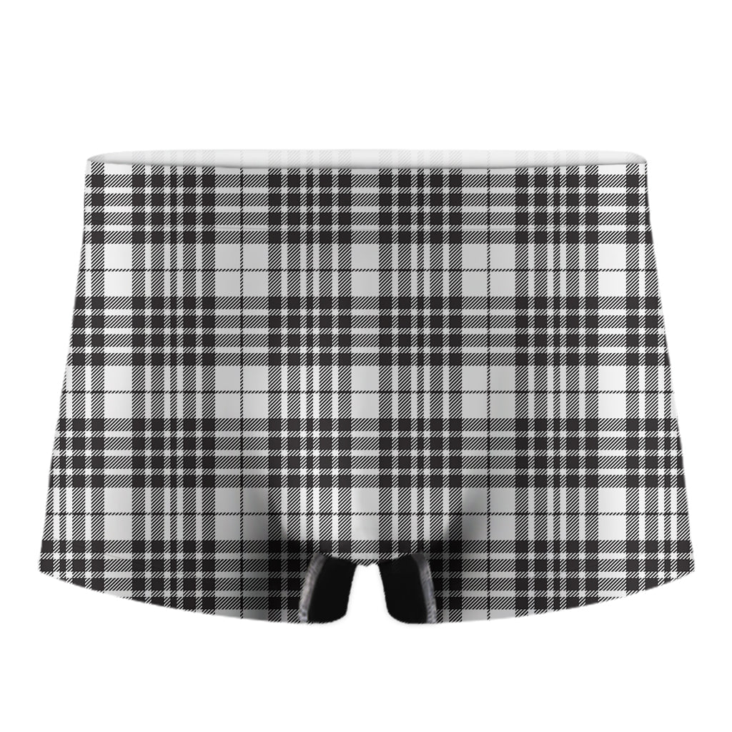 White And Black Border Tartan Print Men's Boxer Briefs