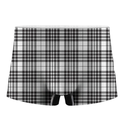 White And Black Border Tartan Print Men's Boxer Briefs