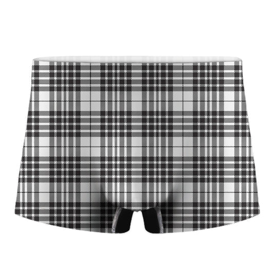 White And Black Border Tartan Print Men's Boxer Briefs