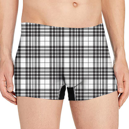 White And Black Border Tartan Print Men's Boxer Briefs