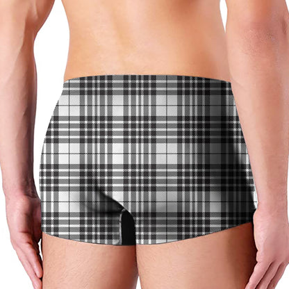 White And Black Border Tartan Print Men's Boxer Briefs