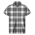 White And Black Border Tartan Print Men's Short Sleeve Shirt