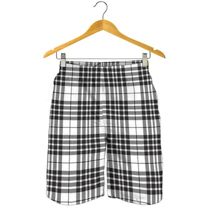 White And Black Border Tartan Print Men's Shorts