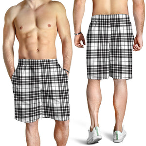 White And Black Border Tartan Print Men's Shorts