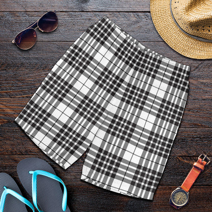 White And Black Border Tartan Print Men's Shorts