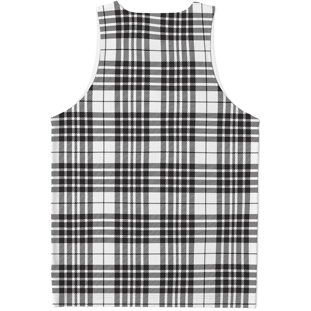 White And Black Border Tartan Print Men's Tank Top