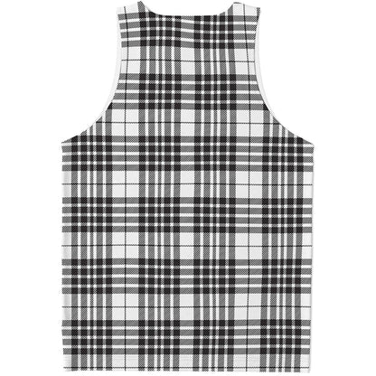 White And Black Border Tartan Print Men's Tank Top