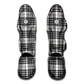 White And Black Border Tartan Print Muay Thai Shin Guards