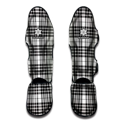 White And Black Border Tartan Print Muay Thai Shin Guard