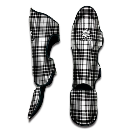 White And Black Border Tartan Print Muay Thai Shin Guard