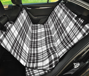 White And Black Border Tartan Print Pet Car Back Seat Cover