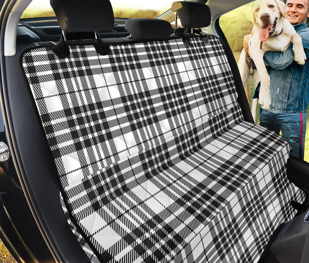 White And Black Border Tartan Print Pet Car Back Seat Cover