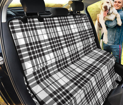 White And Black Border Tartan Print Pet Car Back Seat Cover
