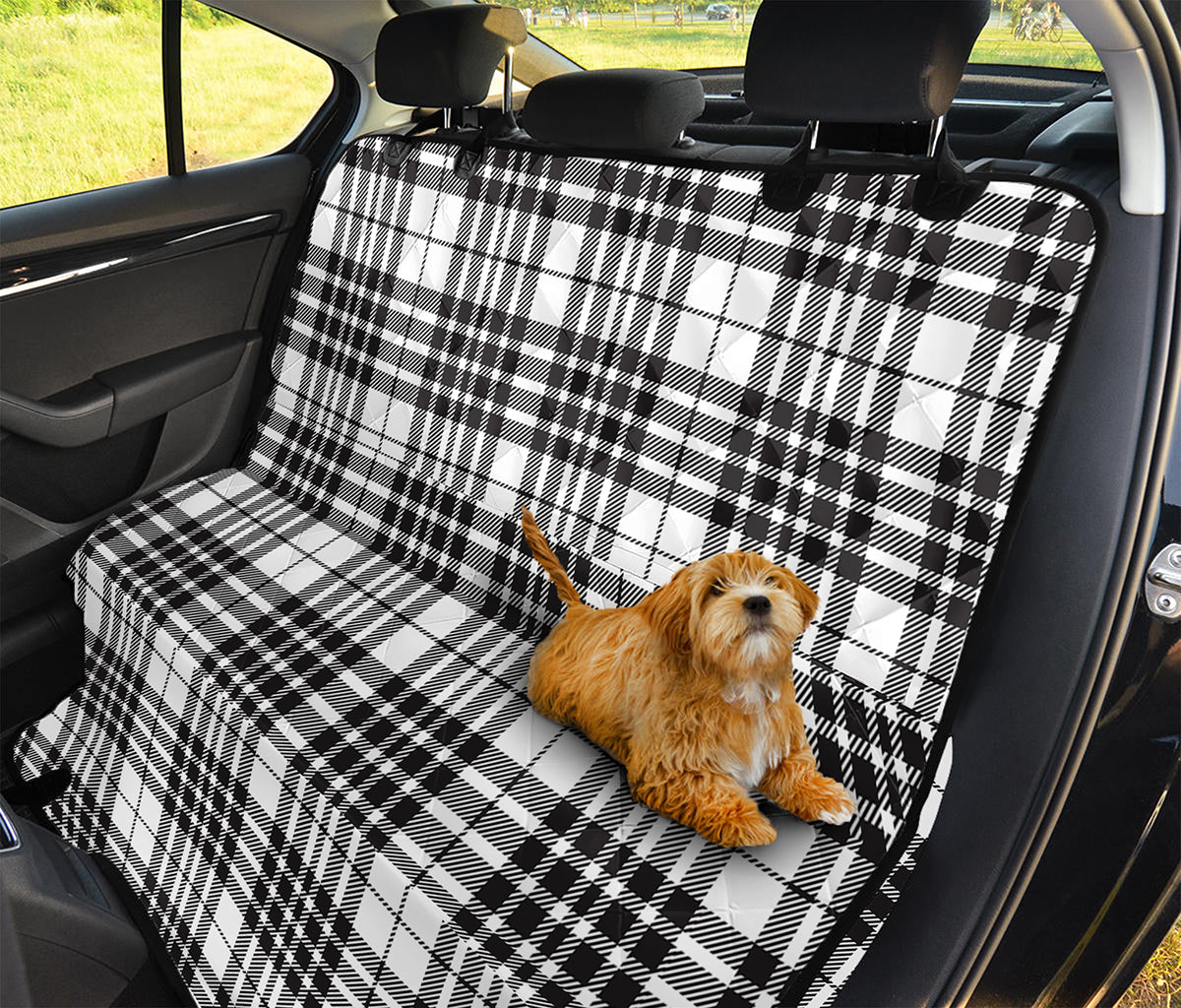 White And Black Border Tartan Print Pet Car Back Seat Cover