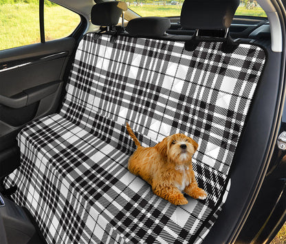 White And Black Border Tartan Print Pet Car Back Seat Cover