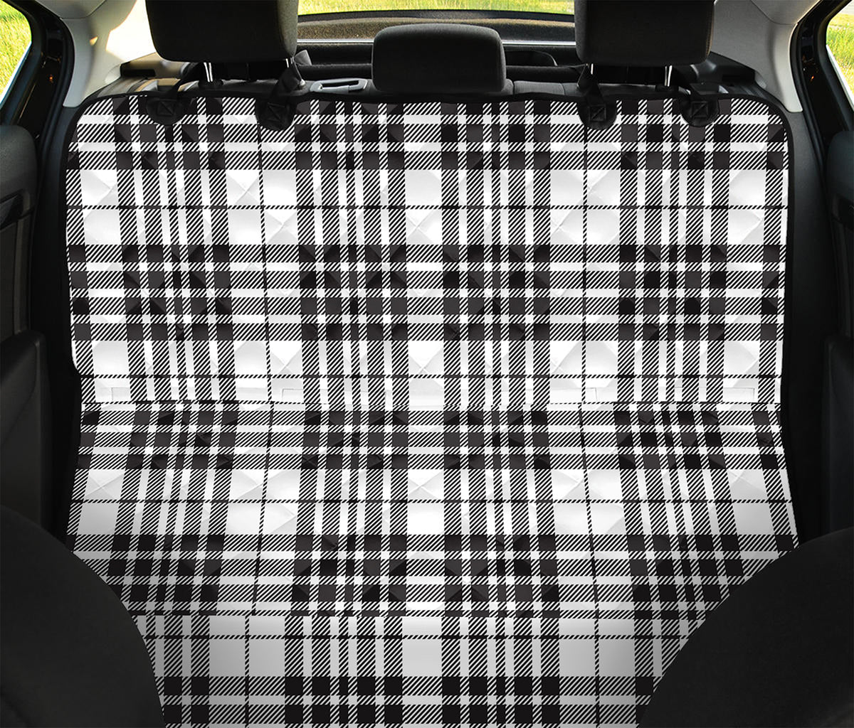 White And Black Border Tartan Print Pet Car Back Seat Cover