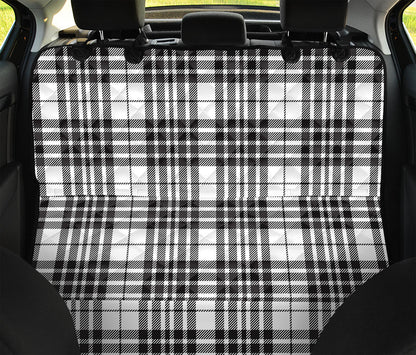 White And Black Border Tartan Print Pet Car Back Seat Cover