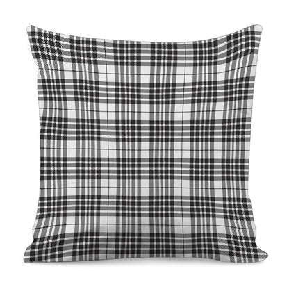 White And Black Border Tartan Print Pillow Cover