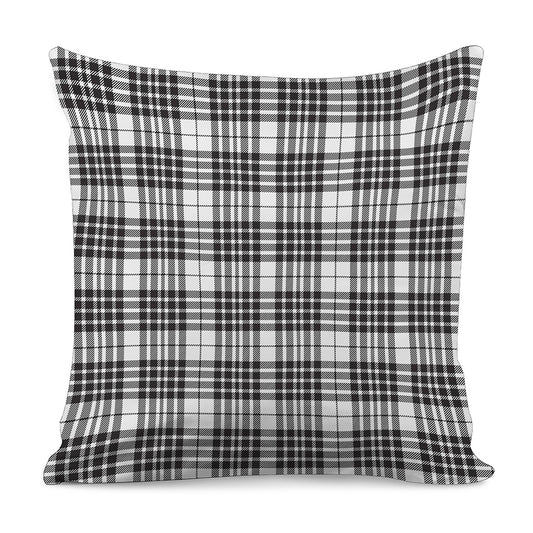 White And Black Border Tartan Print Pillow Cover