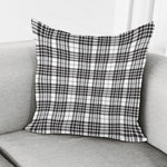 White And Black Border Tartan Print Pillow Cover