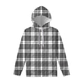 White And Black Border Tartan Print Pullover Hoodie
