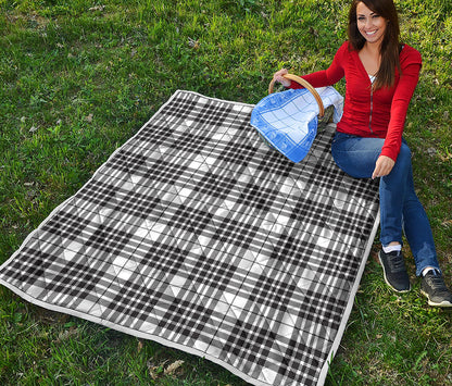 White And Black Border Tartan Print Quilt