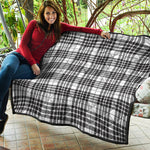 White And Black Border Tartan Print Quilt