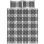 White And Black Border Tartan Print Quilt Bed Set