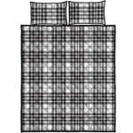 White And Black Border Tartan Print Quilt Bed Set