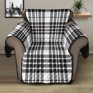 White And Black Border Tartan Print Recliner Protector