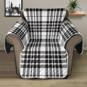 White And Black Border Tartan Print Recliner Protector