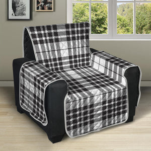 White And Black Border Tartan Print Recliner Protector