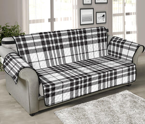 White And Black Border Tartan Print Sofa Protector