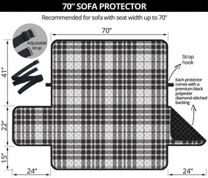 White And Black Border Tartan Print Sofa Protector