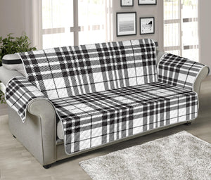 White And Black Border Tartan Print Sofa Protector