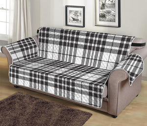 White And Black Border Tartan Print Sofa Protector