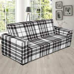 White And Black Border Tartan Print Sofa Slipcover